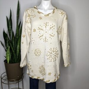 Vintage The Avenue cream & gold sweater size 1X